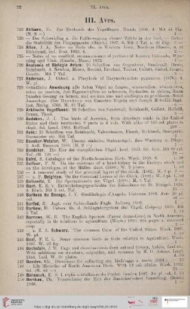 III. Aves (Nr. 722 - 1070)