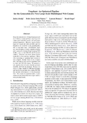 Ungoliant: An optimized pipeline for the generation of a very large-scale multilingual web corpus