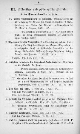 III. Historische und philologische Aufsätze.