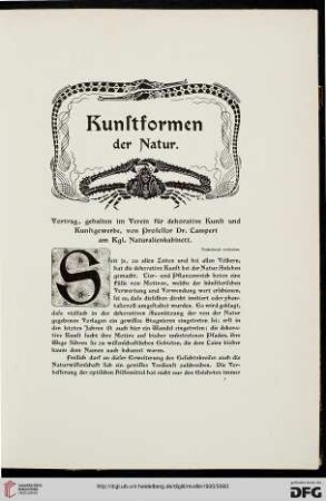 Kunstformen der Natur: Vortrag, gehalten im Verein für dekorative Kunst und Kunstgewerbe
