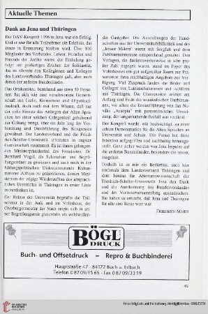 Dank an Jena und Thüringen