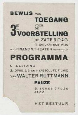 Einladungskarte (Postkarte) der Haagschen Filmliga an Hannah Höch. 's-Gravenhage