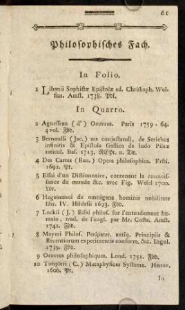 61-73, Philosophisches Fach.