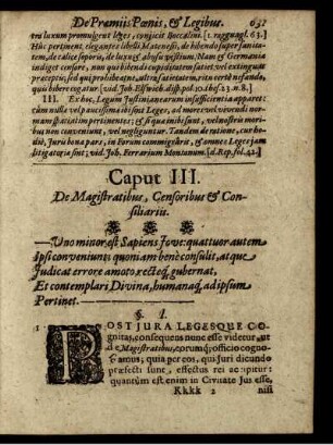 Caput III. De Magistratibus, Censoribus & Consiliariis