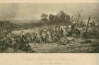 Württembergischer Angriff auf Champigny am 2. Dezember 1870: württ. Truppen auf einer Anhöhe im Schußwechsel mit franz. Linien, im Hintergrund Champigny
