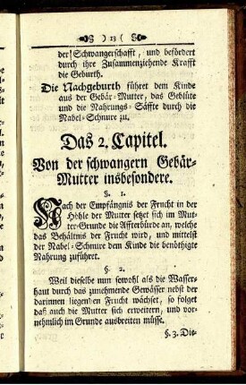 Das 2. Capitel. Von der schwangern Gebär-Mutter insbesondere.