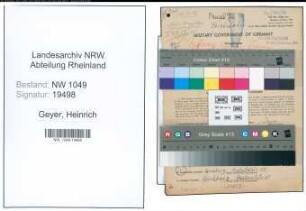 Entnazifizierung Heinrich Geyer , geb. 18.12.1888 (Bahnbeamter)