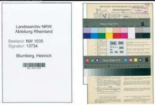 Entnazifizierung Heinrich Blumberg , geb. 29.11.1899 (Kaufmaennischer Angestellter)