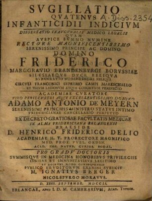 Svgillatio Qvatenvs Infanticidii Indicivm : Dissertatio Inavgvralis Medico Legalis