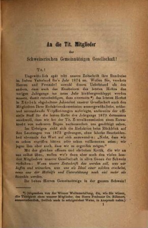 Schweizerische Zeitschrift für Gemeinnützigkeit : Organ für Fragen des Sozialwesens = Revue suisse d'utilité publique = Rivista svizzera d'utilità pubblica. 13, 13. 1874