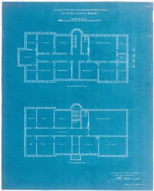 Pfarrhaus, Kattowitz-Bogudschütz: Grundriss Keller und erdgeschoss 1:100