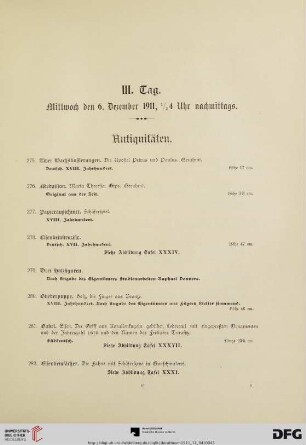 III. Tag (Nr. 275-427)