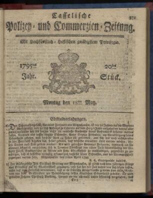 20tes Stueck, Montag den 18ten May 1795