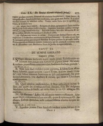 Caput XX. De Semine Liberato temporis primi.