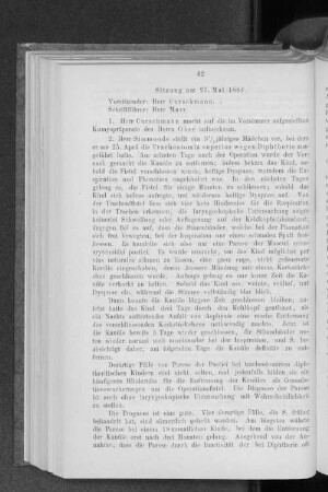 Sitzung vom 27. Mai 1884.
