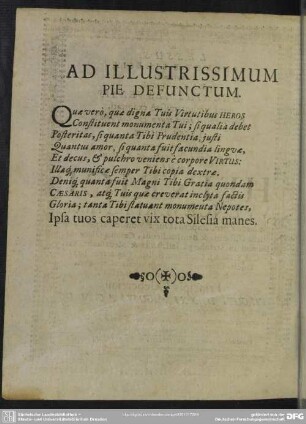 Ad Illustrissimum Pie Defunctum