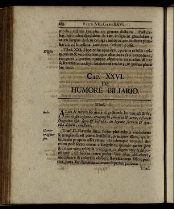 Cap. XXVI. De Humore Biliario. - Cap. XXIX. De Partibus Spirituosis.