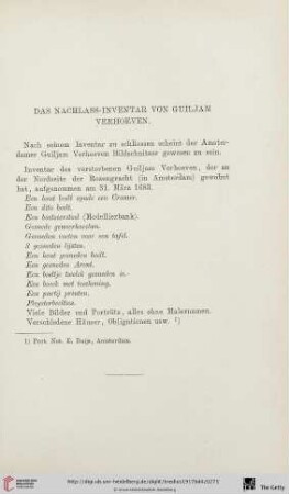 Das Nachlass-Inventar von Guiljam Verhoeven