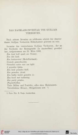 Das Nachlass-Inventar von Guiljam Verhoeven