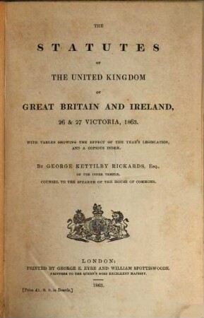 The statutes of the United Kingdom of Great Britain and Ireland. 1863