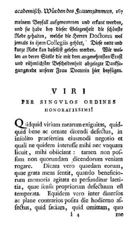 Danksagungsrede unserer Frau Doctorin ... Viri per singulos ordines honoratissimi!