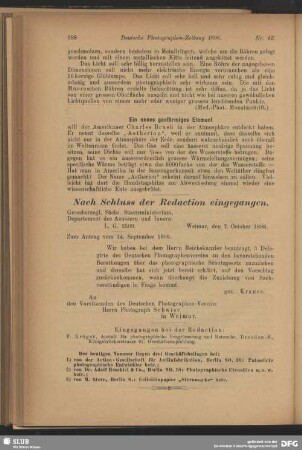Nach Schluss der Redaction eingegangen