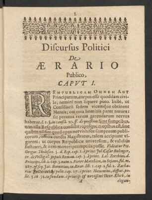 Discursus Politici De Aerario Publico,
