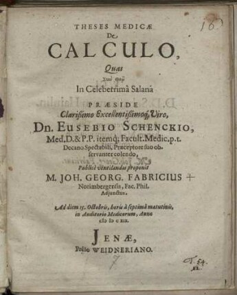 Theses Medicae De Calculo