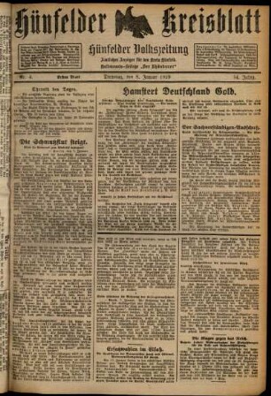 Erste Ausgabe vom Dienstag, den 08. Januar 1929.