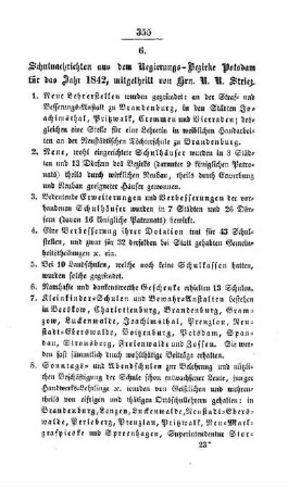 Schulnachrichten aus dem Regierungs-Bezirke Potsdam für das Jahr 1842, mitgetheilt von Hrn. R. R. Striez