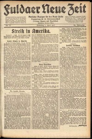 Erste Ausgabe vom Samstag, den 01. April 1922.