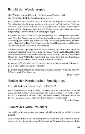 Bericht der Wandergruppe