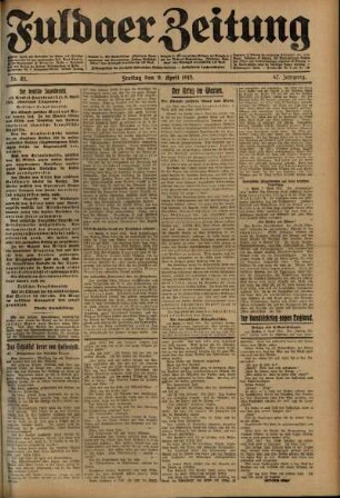 Ausgabe vom Freitag, den 09. April 1915.