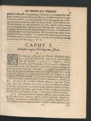 Caput I. Analysin Logico-Philologicam sistens.