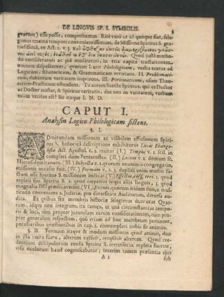 Caput I. Analysin Logico-Philologicam sistens.