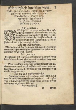 Ein nutzlich buchlin/ von vielen guten bewerten stücken der Ertzney/ ...
