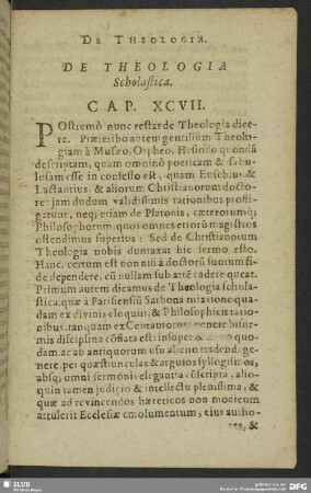 De Theologia Scholastica. Cap. XCVII.