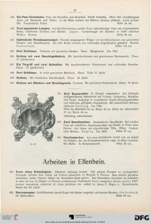 Arbeiten in Elfenbein (Nr. 354-360)
