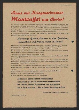 'HF-Sender' [Flugblatt], April 1954