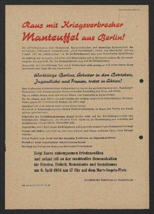 'HF-Sender' [Flugblatt], April 1954