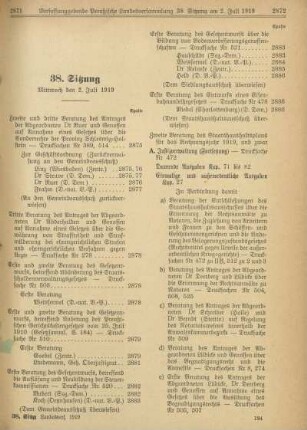 38. Sitzung, Mittwoch den 2. Juli 1919