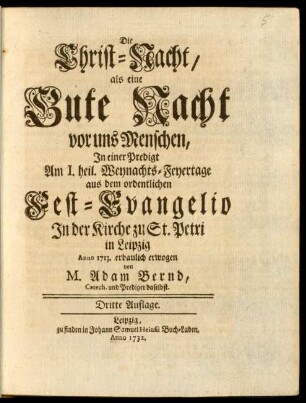 Die Christ-Nacht, als eine Gute Nacht vor uns Menschen