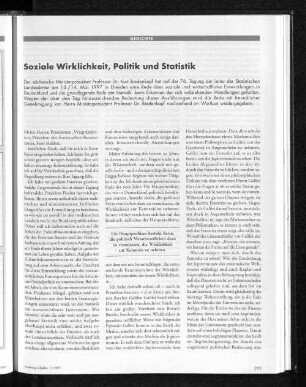Soziale Wirklichkeit, Politik und Statistik
