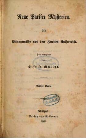 Neue Pariser Mysterien : ein Sittengemälde aus dem Zweiten Kaiserreich, 3