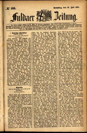 Ausgabe vom Samstag, den 16. Juli 1881.