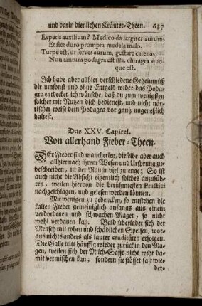 Das XXV. Capitel. Von allerhand Fieber-Theen.