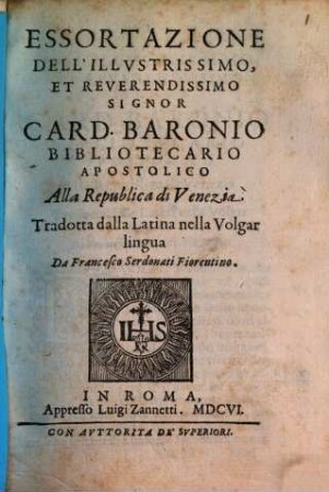Essortazione alla Republica di Venezia