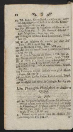 Libri Philologici, Philosophici, et Auctores Classici