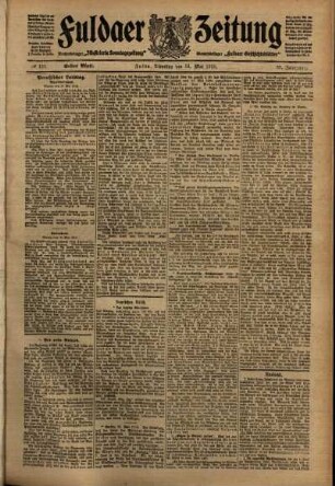 Erste Ausgabe vom Dienstag, den 31. Mai 1910.