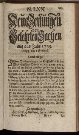 N. LXX. Leipzig, den I. Septemb. - N. LXXVIII. Leipzig, den 29. Septemb.